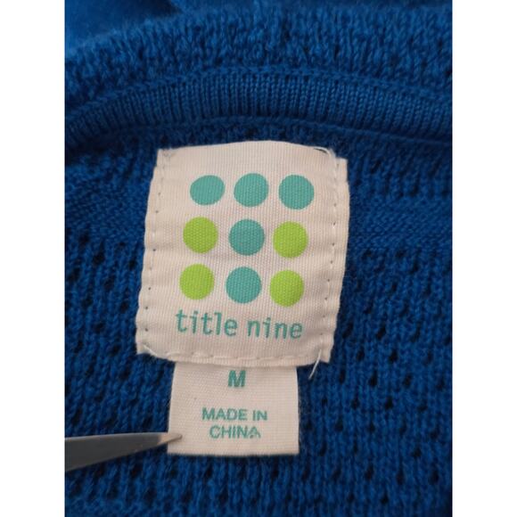 Title Nine Turquoise Open Knit Hooded Washable Wool Athletic Cardigan Women's M - Picture 5 of 6